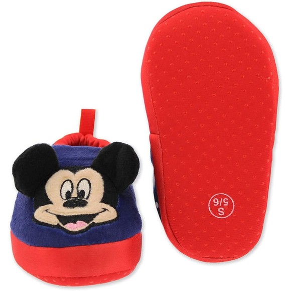 NEW Mickey Mouse Toddler Boys Slippers Blue Red Size 11-12 - Picture 7 of 7